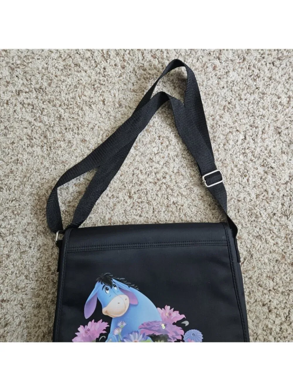 Disney Eeyore Black Messenger bag Purse 11” H X 12.5” W